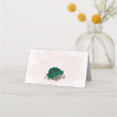 smaragdgrüne rosa Blume botanische Hochzeit Platzkarte (Rückseite)