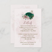 smaragdgrüne rosa Blume Hochzeitsdetails Begleitkarte (Vorne/Hinten)