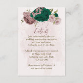 smaragdgrüne rosa Blume Hochzeitsdetails Begleitkarte (Vorderseite)