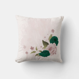 smaragdgrüne rosa Blume Kissen