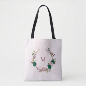 smaragdgrüne rosa Blume Tasche (Vorderseite)