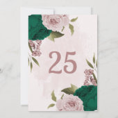 smaragdgrüne rosa Blume Tischnummer (Rückseite)