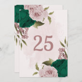 smaragdgrüne rosa Blume Tischnummer (Vorne/Hinten)