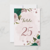 smaragdgrüne rosa Blume Tischnummer (Rückseite)