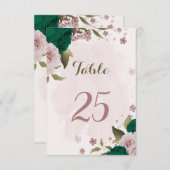 smaragdgrüne rosa Blume Tischnummer (Vorne/Hinten)