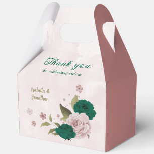 smaragdgrüne rosa Blumen Hochzeit  Geschenkschachtel