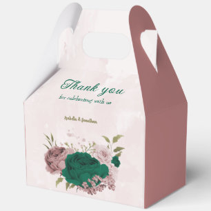 smaragdgrüne rosa Blumen Hochzeit  Geschenkschachtel