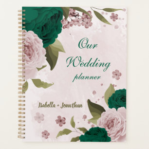 smaragdgrüne rosa Blumen Hochzeit Planer