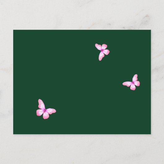 Smaragdgrüne rosa Blüten Quinceanera Postkarte (Rückseite)