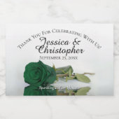 Smaragdgrüne Rose Elegant Wedding Danke Mini Schaumweinetikett (Einzelnes Label)