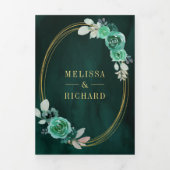 Smaragdgrüne Rose in einem QR-Code Dreifach Gefaltete Einladung (Cover)