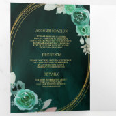 Smaragdgrüne Rose in einem QR-Code Dreifach Gefaltete Einladung (Innen Erste Seite)