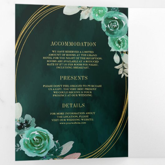 Smaragdgrüne Rose in einem QR-Code Dreifach Gefaltete Einladung (Innen Erste Seite)