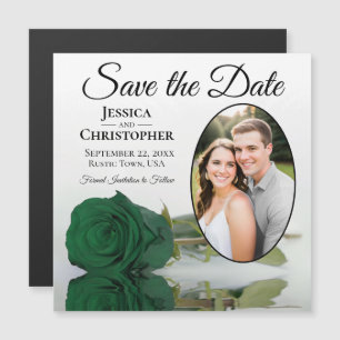 Smaragdgrüne Rosen-Save-the-Date-Foto-Magnet Magnetkarte