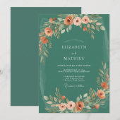 Smaragdgrüne Rostlackierte Hochzeit Einladung (Vorne/Hinten)