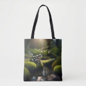 Smaragdgrüne Ruhe: Ein grüner Frosch am Fluss, Tasche (Vorderseite)