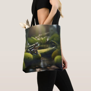 Smaragdgrüne Ruhe: Ein grüner Frosch am Fluss, Tasche