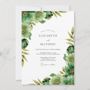 Smaragdgrüne ruhige botanische Hochzeit Einladung