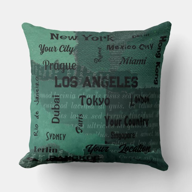 smaragdgrüne, rustikale Megastadt der Welt Kissen (Vorderseite)