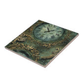 Smaragdgrüne Rustikale Steampunk-Uhr Fliese (Seite)