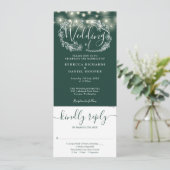 Smaragdgrüne Saitenleuchten in einer Hochzeit Einladung (Stehend Vorderseite)