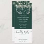 Smaragdgrüne Saitenleuchten in einer Hochzeit Einladung (Vorne/Hinten)