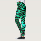 Smaragdgrüne schwarze Tiger Streifen Wildtiere Leggings (Links)