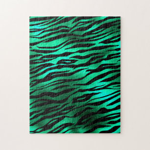 Smaragdgrüne schwarze Tiger Streifen Wildtiere Puzzle