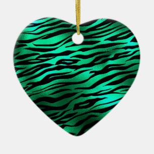 Smaragdgrüne schwarze Tigerstreifen Wildtiere Keramik Ornament