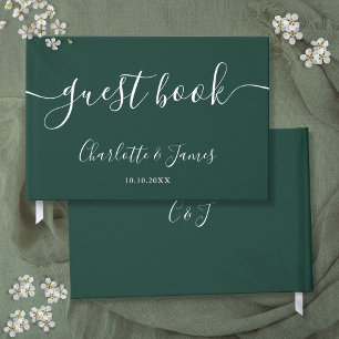 Smaragdgrüne Signature-Script-Hochzeit Gästebuch