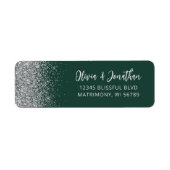Smaragdgrüne silberne Glitter-Hochzeitsadresse (Vorne)