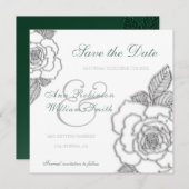 Smaragdgrüne silberne Rose rustikale Hochzeit Save The Date (Vorne/Hinten)