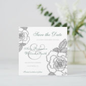 Smaragdgrüne silberne Rose rustikale Hochzeit Save The Date (Stehend Vorderseite)