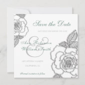 Smaragdgrüne silberne Rose rustikale Hochzeit Save The Date (Vorderseite)