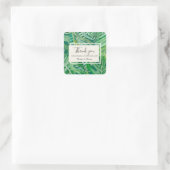 smaragdgrüne tropische Hochzeit danke Quadratischer Aufkleber (Tasche)