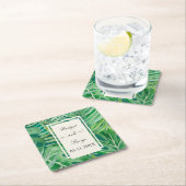 Smaragdgrüne tropische Hochzeit Rechteckiger Pappuntersetzer (Vor Ort)