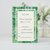 Smaragdgrüne tropische Hochzeit RSVP Karte (Stehend Vorderseite)