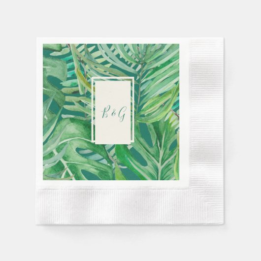 Smaragdgrüne tropische Hochzeit Serviette (Vorderseite)