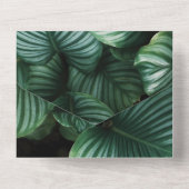 Smaragdgrüne tropische, schicke Blumenhochzeit All In One Einladung (Rückseite)