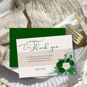 Smaragdgrüne und elfenbeinfarbene Rosen Elegante K Dankeskarte
