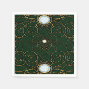 Smaragdgrüne und goldene Diamantene Jubiläumsfeier Serviette