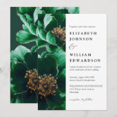 Smaragdgrüne und goldene Hochzeit mit modernem Fot Einladung (Vorne/Hinten)