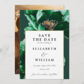 Smaragdgrüne und goldene Hochzeit mit modernem Fot Save The Date (Vorne/Hinten)