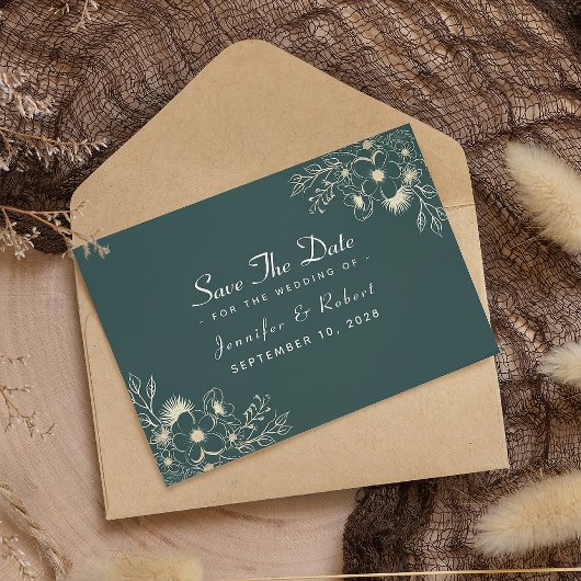 Smaragdgrüne und goldene Hochzeit retten das Datum Save The Date
