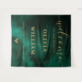 Smaragdgrüne und goldene Hochzeitshilfen - Hinterg Wandteppich (Vorderseite (Horizontal))