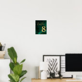 Smaragdgrüne und goldene Hochzeitstischnummer Poster (Heimbüro)