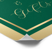 Smaragdgrüne und goldene Karten und Geschenkzeiche Poster (Ecke)
