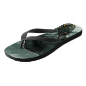 Smaragdgrüne und goldene Marmorplatte, Marmorhinte Badesandalen (Schrägansicht)