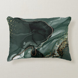 Smaragdgrüne und goldene Marmorplatte, Marmorhinte Dekokissen