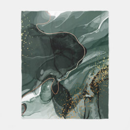 Smaragdgrüne und goldene Marmorplatte, Marmorhinte Fleecedecke